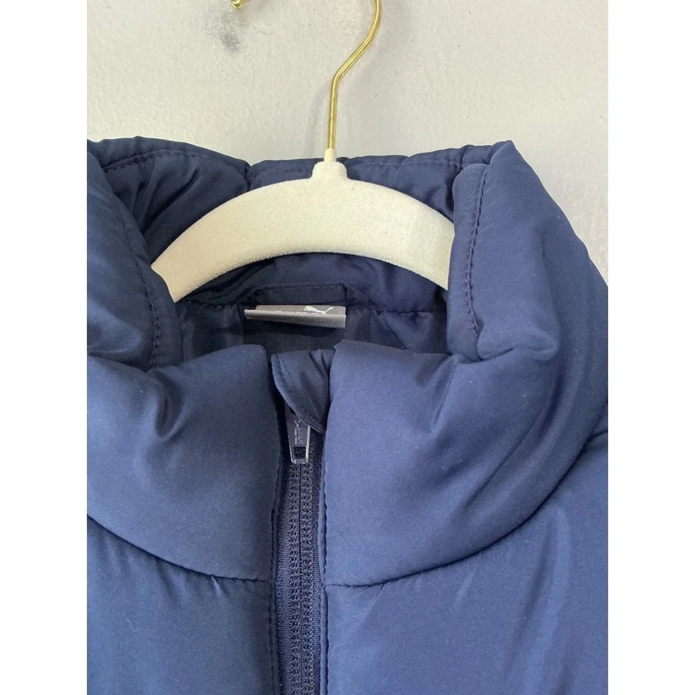 Puma Boys Blue Navy Quilted Puffer Vest Full Zip Size M 10/12
